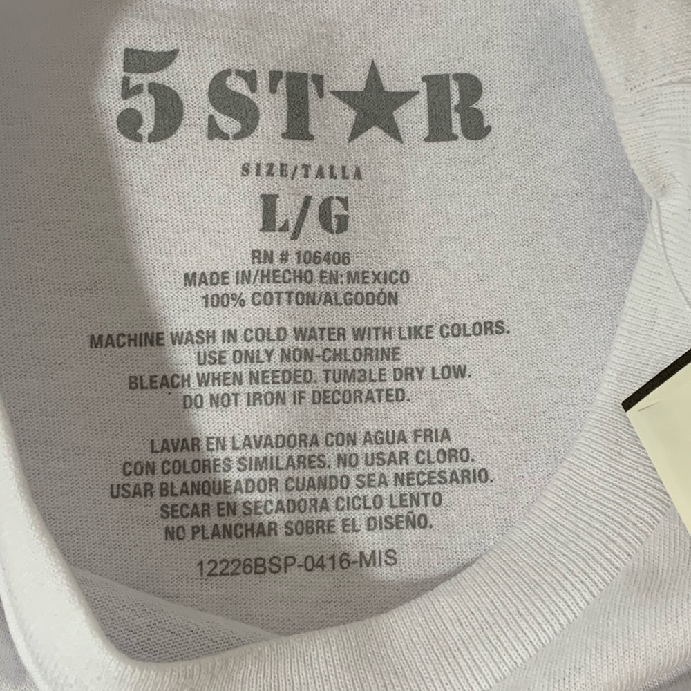 5 Star T-Shirt American Flag Made In America Sz L - Picture 4 of 5